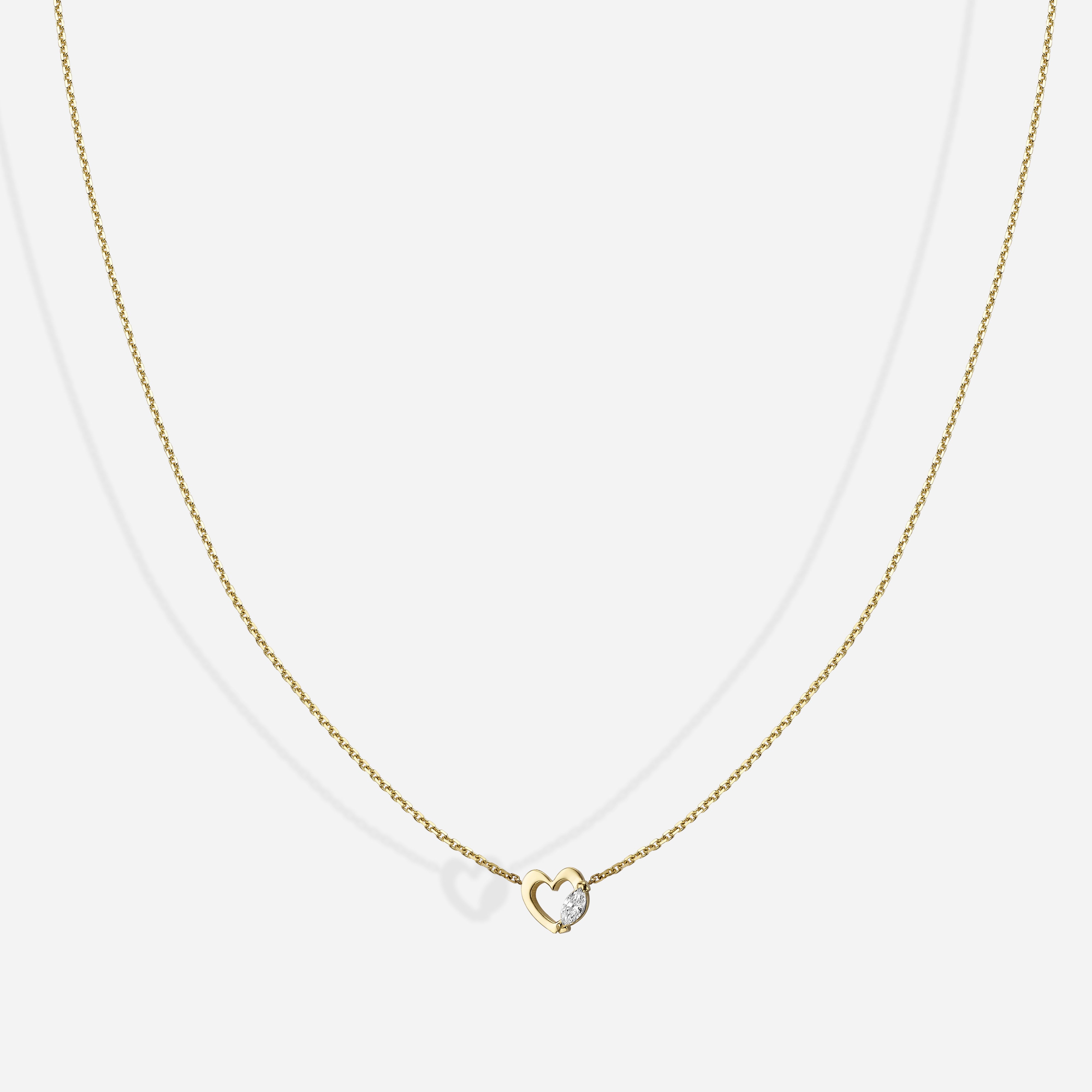 Marquise Heart | תליון לב עם יהלום מרקיזה