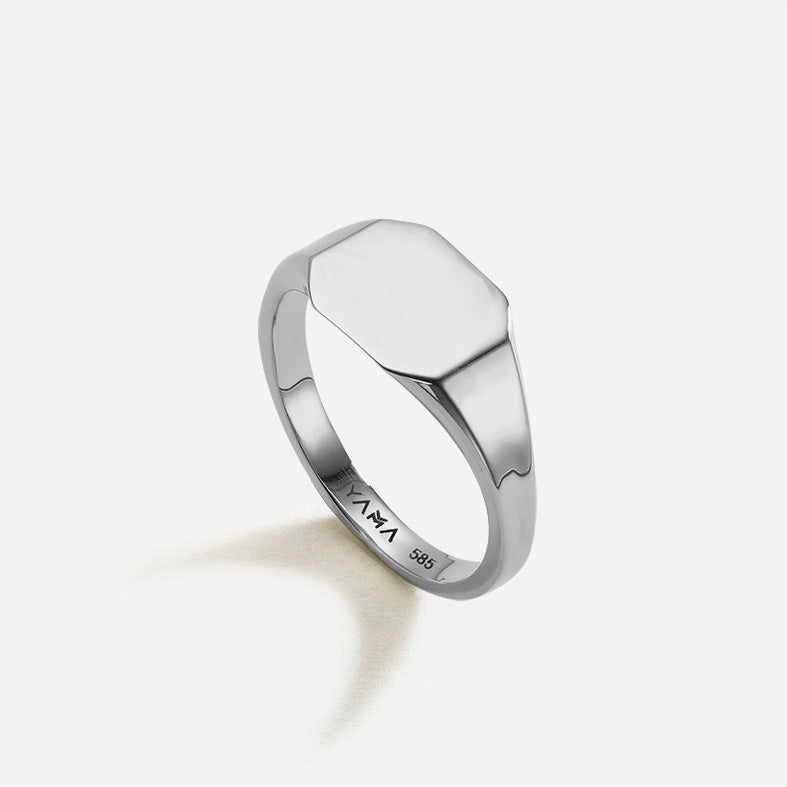 Octagon | טבעת חותם זהב