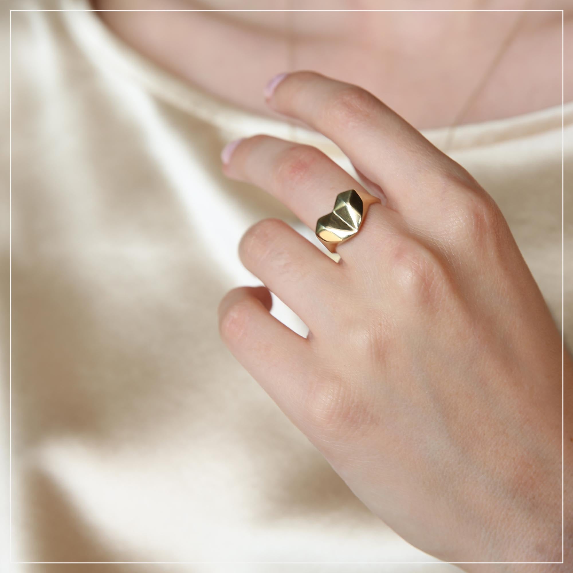 Geometric Heart | טבעת לב גיאומטרית