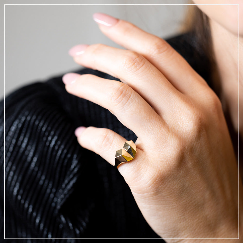 Geometric Heart | טבעת לב גיאומטרית