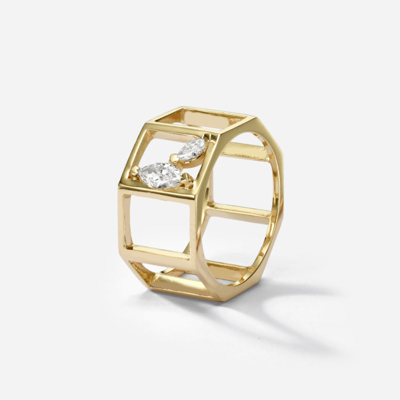 Octagon Lover | טבעת יהלומים רחבה