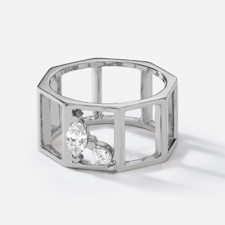Octagon Lover | טבעת יהלומים רחבה