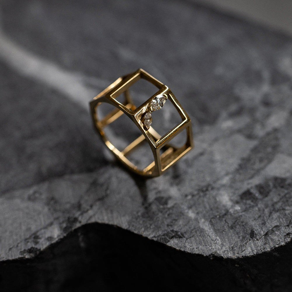 Octagon Lover | טבעת יהלומים רחבה